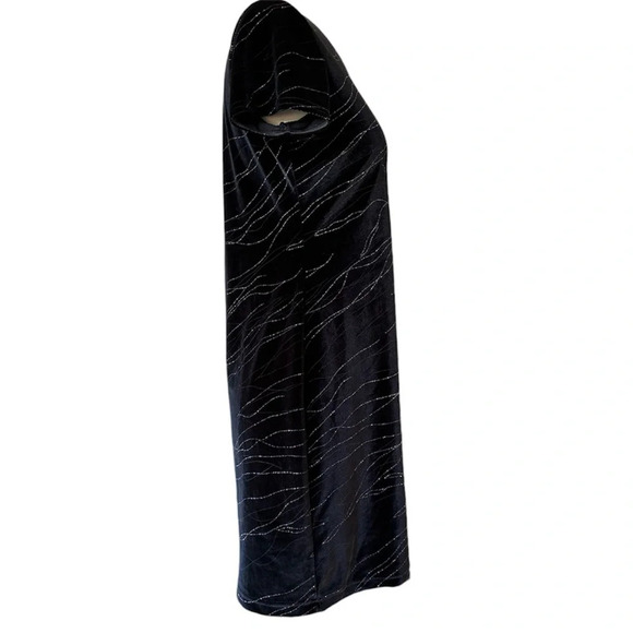 Vintage Y2k Dress Size Medium Black Velvet Glitter Whimsigoth - Picture 3 of 8